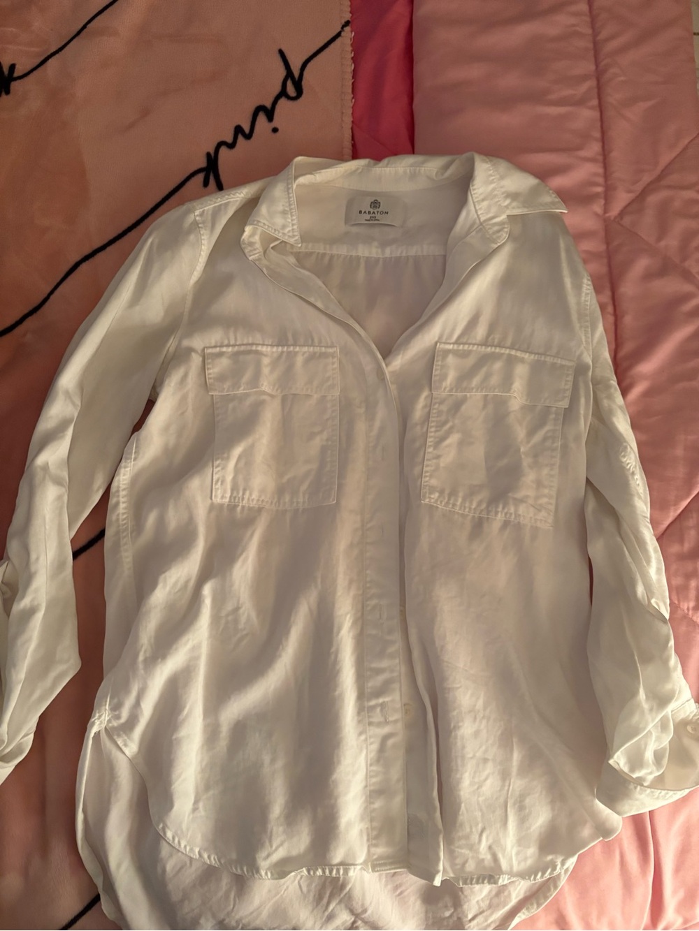 Aritzia utility Button-Up White Pocket Shirt